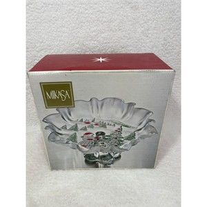 Mikasa‎ Holiday Landscape Footed BonBon 9.5" Candy Dish Germany EUC